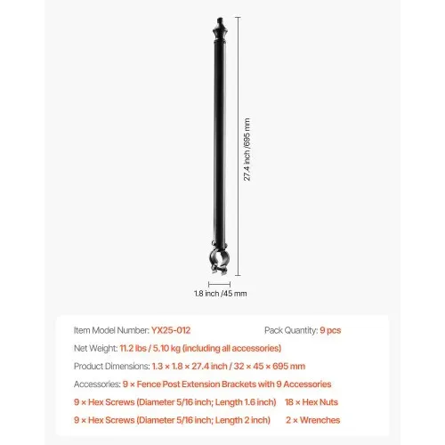 VEVOR Übersteigschutz Zaunerhöhung, 9 Pack, 695 mm Stacheldrahtabweiser für 3,3-3,8 mm Zaunoberseite, Ω-Halterung, Stacheldrahthalter zum Schutz der Privatsphäre in Hof, Bauernhof oder Garten – Bild 6