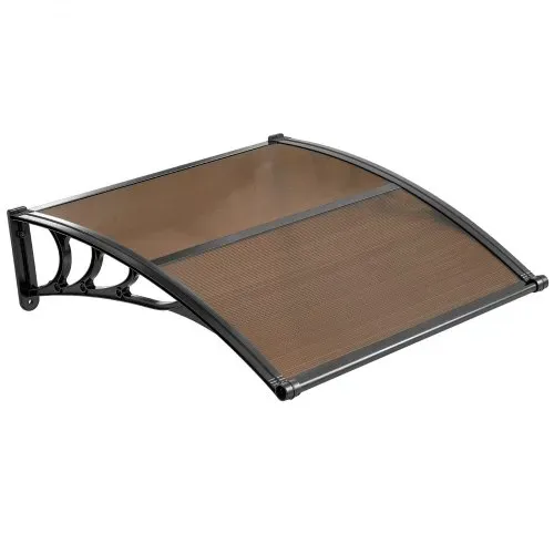 VEVOR Vordach für Haustür 965x1017 mm, Pultbogenvordach, Pultvordach mit Entwässerung & ABS-Halterung, Regen-, Schnee- & Sonnenschutz, Polycarbonat-Türüberdachung für Veranda & Terrasse, Braun – Bild 8