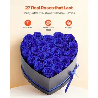 VEVOR 27x Ewige Rosen in Herzform Box, konservierter Blumenstrauß, Blumen Geschenkbox für ihre Frau, Mütter, Liebespartner, zur Hochzeit, zum Muttertag, Valentinstag, Weihnachten, Königsblau VEVOR 27x Ewige Rosen in Herzform Box, konservierter Blumenstrauß, Blumen Geschenkbox für ihre Frau, Mütter, Liebespartner, zur Hochzeit, zum Muttertag, Valentinstag, Weihnachten, Königsblau