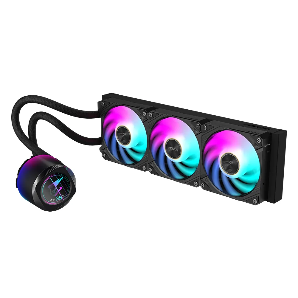 GIGABYTE AORUS WATERFORCE X II 360 AIO Flüssigkeits-CPU-Kühler - 3x120mm ARGB-Lüfter, Vollfarb-LCD, DAISY-CHAIN, kompatibel mit Intel LGA 1851 und AMD AM5 – Bild 2