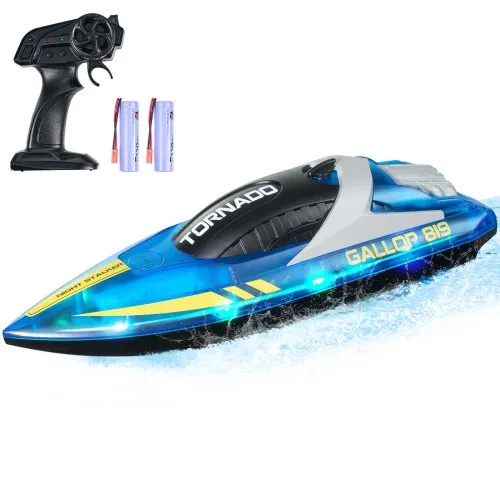 VEVOR RC Boot, 2,4GHz 12km/h, Ferngesteuertes Boot für Pools & Seen, Rennboot mit LED-Licht, 2 wiederaufladbare Batterien, Ganzkörper wasserdicht, Wasserspielspielzeug Geschenk für Erwachsene Jungen & Mädchen, Blau VEVOR RC Boot, 2,4GHz 12km/h, Ferngesteuertes Boot für Pools & Seen, Rennboot mit LED-Licht, 2 wiederaufladbare Batterien, Ganzkörper wasserdicht, Wasserspielspielzeug Geschenk für Erwachsene Jungen & Mädchen, Blau