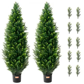 VEVOR Künstlicher Formschnittbaum aus Zeder, 121,9 cm hoch (2 Stück), mit zusätzlichen Blättern und Topf, künstliche immergrüne Kiefern-Zypressenpflanze, UV-geschütztes künstliches Grünset VEVOR Künstlicher Formschnittbaum aus Zeder, 121,9 cm hoch (2 Stück), mit zusätzlichen Blättern und Topf, künstliche immergrüne Kiefern-Zypressenpflanze, UV-geschütztes künstliches Grünset