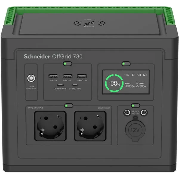 APC SE OffGrid Portable Power Station 730 – Li-Ionen-Akku, LCD, 2x Schuko Ausgänge, 3x USB-A, 2x USB-C, 3x 12V, kabelloses Ladegerät – Bild 2