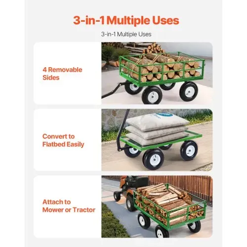 VEVOR Bollerwagen 110x75x67 cm, Transportwagen, Gartenwagen, Gerätewagen, 2-in-1-Handwagen, mit All-Terrain-Reifen, abnehmbaren Seitenteilen aus Netzmaterial und um 180° drehbarem Griff – Bild 2