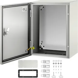 VEVOR Schaltschrank NEMA-Industriegehäuse, 40 x 30 x 20 cm NEMA 4X-Stahl-Schaltkasten, IP66 wasser- und staubdicht, elektrischer Anschlusskasten für den Außen-/Innenbereich, mit Montageplatte VEVOR Schaltschrank NEMA-Industriegehäuse, 40 x 30 x 20 cm NEMA 4X-Stahl-Schaltkasten, IP66 wasser- und staubdicht, elektrischer Anschlusskasten für den Außen-/Innenbereich, mit Montageplatte