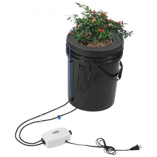 VEVOR DWC Hydroponics Grow System, Hydroponisches Anbausystem mit Top-Drip-Kit, 5-Gallonen-Tiefwasserkultur mit Luftpumpe, Luftstein und Wasserstandsanzeige für Blattgemüse (1 Eimer + Top-Drip-Kit) VEVOR DWC Hydroponics Grow System, Hydroponisches Anbausystem mit Top-Drip-Kit, 5-Gallonen-Tiefwasserkultur mit Luftpumpe, Luftstein und Wasserstandsanzeige für Blattgemüse (1 Eimer + Top-Drip-Kit)