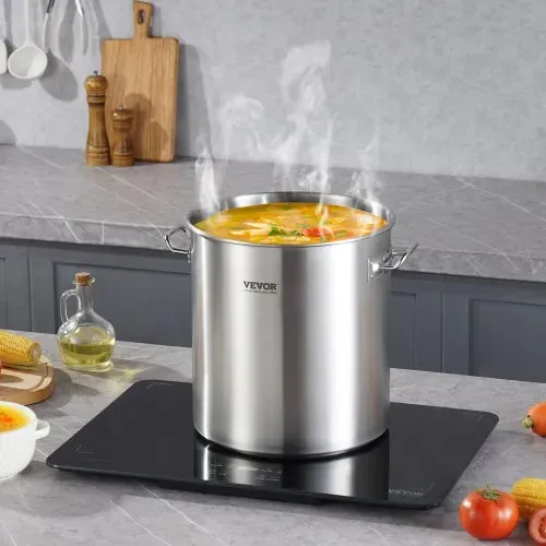 VEVOR Suppentopf Edelstahl 50,1 L Kochtöpfe Großraumtopf, Kochgeschirr-Saucentopf mit Deckel & Griff, Suppentopf in Handelsqualität, Schleifbehandlung, für große Gruppenveranstaltungen, Silber – Bild 7