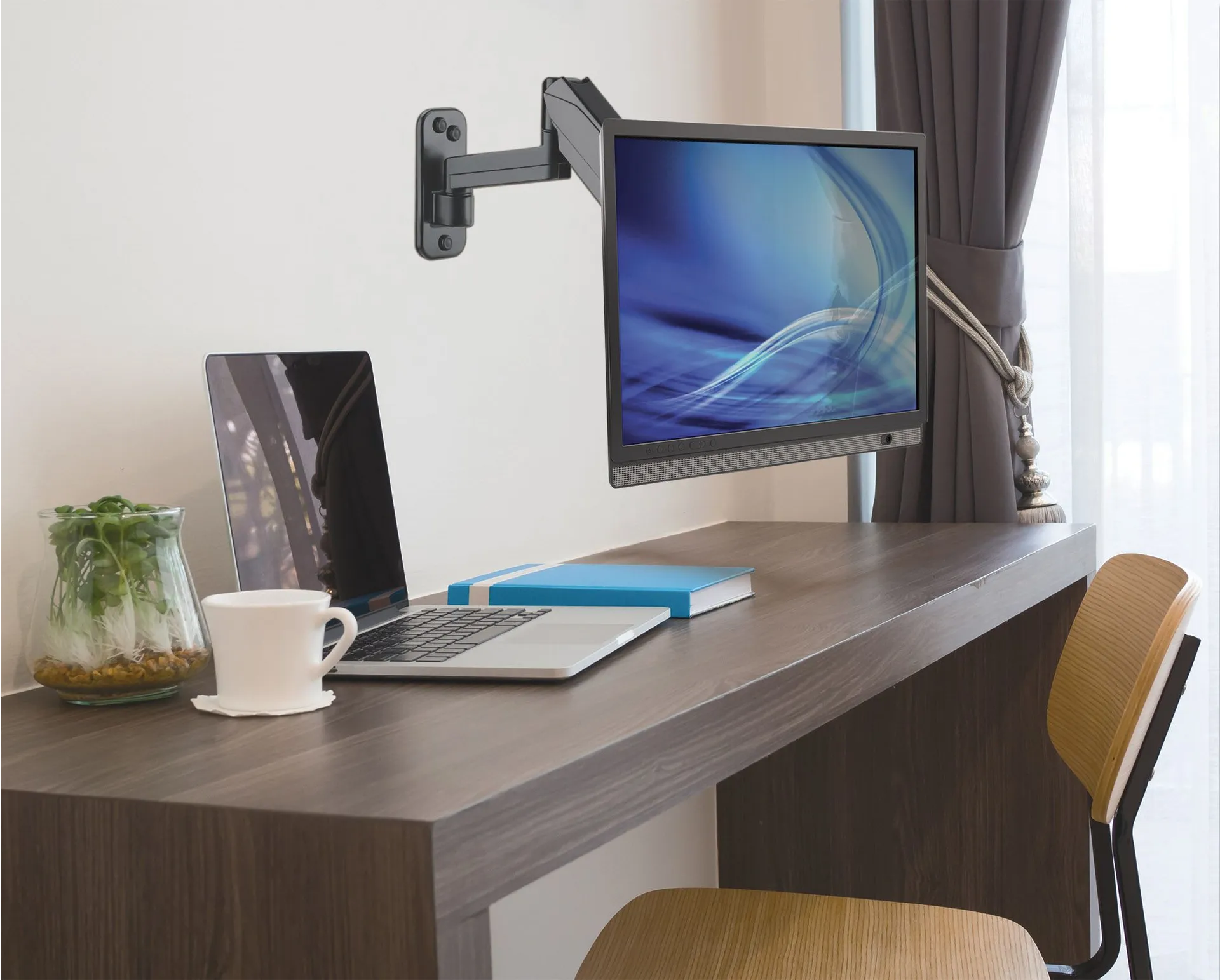 Manhattan Universal-Wandhalterung mit Gasdruckfeder für einen Monitor, Halterungsarm mit Gasdruckfeder, Kugelgelenk und Verlängerungsarm, geeignet für einen Monitor von 17" bis 32"* und bis zu 8 kg – Bild 7