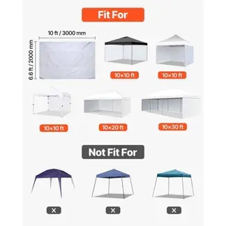 VEVOR 1x Seitenwand für Pavillon, Seitenteil für 3 x 3 m Faltpavillon, Wasserfeste Seitenplane mit Sonnenschutz PU-Beschichtung, inklusive Reißverschluss & Fenster für Outdoor-Events Marktstände, Weiß VEVOR 1x Seitenwand für Pavillon, Seitenteil für 3 x 3 m Faltpavillon, Wasserfeste Seitenplane mit Sonnenschutz PU-Beschichtung, inklusive Reißverschluss & Fenster für Outdoor-Events Marktstände, Weiß