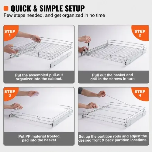 VEVOR ausziehbares Gewürzregal 537x533x85 mm Spülschrankregal Küchenschrank, Schiebeschublade Waschbecken Gewürzregal Schrank Organizer Unterschrankregal 567x563x185 mm (Einbaumaße) – Bild 4