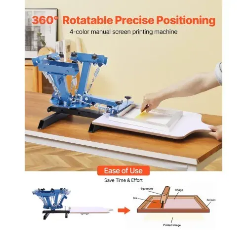 VEVOR Siebdruckmaschine 4-Farben 1-Station-Siebdruckpresse 540×450 mm, 360° Drehbar Präzise Positionierung Pulverbeschichteter Kohlenstoffstahl für T-Shirt-DIY, Heim- und Gewerbekunden VEVOR Siebdruckmaschine 4-Farben 1-Station-Siebdruckpresse 540×450 mm, 360° Drehbar Präzise Positionierung Pulverbeschichteter Kohlenstoffstahl für T-Shirt-DIY, Heim- und Gewerbekunden