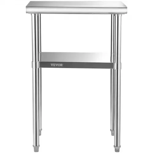 VEVOR Kommerzieller Edelstahltisch 61 x 45,7 x 91,4 cm, Edelstahl Zweilagiger Arbeitstisch Zerlegetisch Gastro 181,4 kg + 91 kg Tragfähigkeit, Gewerbe Küchentisch, Zubereitungstisch Küchenmöbel – Bild 10