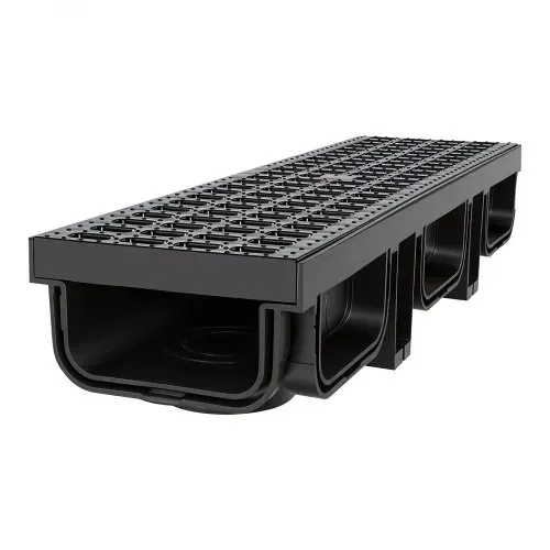 VEVOR 6 Stk. Entwässerungsrinne Bodenrinne aus Kunststoff 510x140x90mm, Abflussrinne mit Rost & Endkappen, 1,5t Belastbarkeit, Max. 13m³/h Durchfluss, Entwässerungssystem für Garten Gehweg Pool – Bild 8