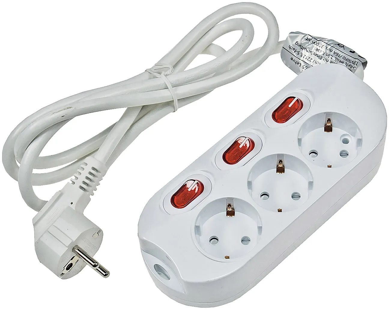 Steckdosenleiste mit Einzelschaltung 3-fach, weiß, 1,5m Kabel Steckdosenleiste mit Einzelschaltung 3-fach, weiß, 1,5m Kabel
