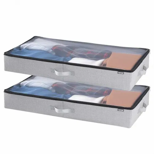 VEVOR Unterbettkommode Unterbettaufbewahrungstasche 2 Stk. (85x43x12cm) Unterbettbehälter mit Deckel, Aufbewahrungsbox für Kleidung Schuhe Schlafzimmer Kleideraufbewahrungstasche 45 L – Bild 9