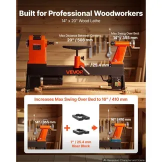 VEVOR Drechselbank 355 x 508 mm 750 W 1 PS Holzdrehmaschine 150-3500 U/min für Tischbeine und Spazierstöcke, Robuster Gusseisenrahmen, Überstromschutz, Erhöhungsblock und Zubehör für Holzarbeiten VEVOR Drechselbank 355 x 508 mm 750 W 1 PS Holzdrehmaschine 150-3500 U/min für Tischbeine und Spazierstöcke, Robuster Gusseisenrahmen, Überstromschutz, Erhöhungsblock und Zubehör für Holzarbeiten