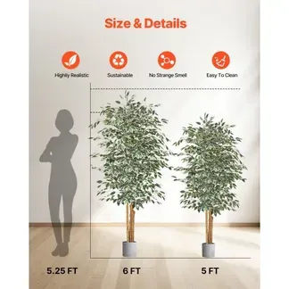 VEVOR Künstlicher Ficusbaum, 1,8 m, mit schwarzem Topf, Kunst-Ficuspflanze mit natürlichem Holzstamm & realistischen grünen Blättern, Seidenbaum für Innenbereich, für Zuhause, Büro, Wohnzimmer VEVOR Künstlicher Ficusbaum, 1,8 m, mit schwarzem Topf, Kunst-Ficuspflanze mit natürlichem Holzstamm & realistischen grünen Blättern, Seidenbaum für Innenbereich, für Zuhause, Büro, Wohnzimmer