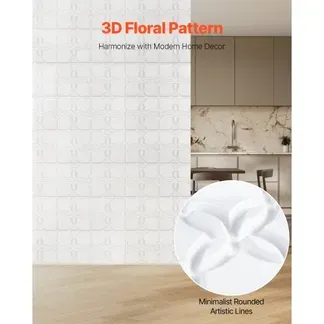 VEVOR 3D-Wandpaneele, 33er-Set 30×30 cm PVC-Wandverkleidung im modernen minimalistischen Blumendesign, Wanddeko, Inneneinrichtung für Schlafzimmer, Wohn- und Spielzimmer, Mattweiß VEVOR 3D-Wandpaneele, 33er-Set 30×30 cm PVC-Wandverkleidung im modernen minimalistischen Blumendesign, Wanddeko, Inneneinrichtung für Schlafzimmer, Wohn- und Spielzimmer, Mattweiß