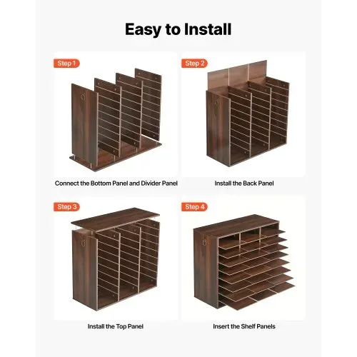 VEVOR Dokumentenablage Holz Schreibtisch Organizer mit 27 Fächern Braun, Ablagefach für Standard-A4-Dokumente Akten & Papiere, mit Verstellbaren Einlegböden für Büro, Zuhause & Klassenzimmer, MDF – Bild 5