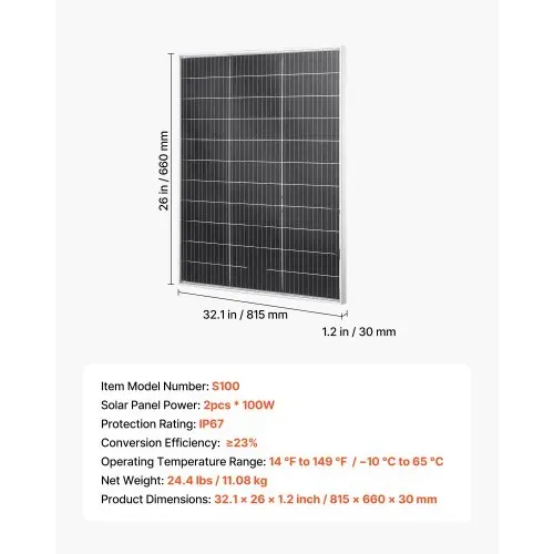 VEVOR Bifaziales Solarpanel 100 W 2er-Pack, 23% Hocheffizientes Monokristallines N-Typ-PV-Modul mit MC4-Ausgang & Alu-Rahmen, IP67 wasserdichtes Solarmodul für Auto, Boot, RV, netzunabhängig – Bild 6