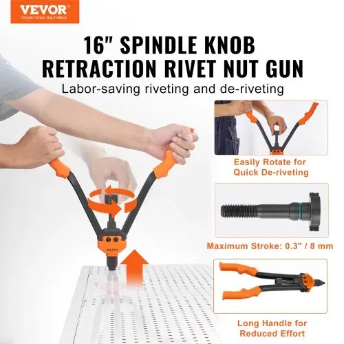 VEVOR Nietmutternzange-Set Blindnietmutternzange 410 mm, Nietenzange 13 Sätze von Muttern & Dornen, Nietmutterwerkzeug M3 M4 M5 M6 M8 M10 M12 Profi Handnietzange, Nietmaschine Gewinde Nieten VEVOR Nietmutternzange-Set Blindnietmutternzange 410 mm, Nietenzange 13 Sätze von Muttern & Dornen, Nietmutterwerkzeug M3 M4 M5 M6 M8 M10 M12 Profi Handnietzange, Nietmaschine Gewinde Nieten