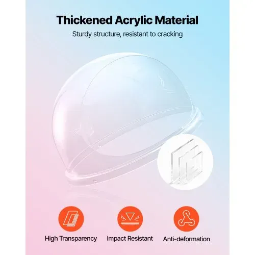 VEVOR Abdeckung für Zuckerwattemaschinen, Transparente Acrylkuppel-Schutzabdeckung, Kompatibel mit 52-cm-Zuckerwattemaschinenbehälter für Partys und Geschäfte, mit Bodenrille – Bild 2