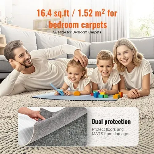 VEVOR Teppichbelag, 635x2400mm, Teppichfliesen, schützende Polsterung aus Gummi für Teppiche, 6mm dick – Anti-Rutsch-Matte aus Filz mit doppelter Oberfläche, Bodenbelag, sicher für alle Böden, grau – Bild 5
