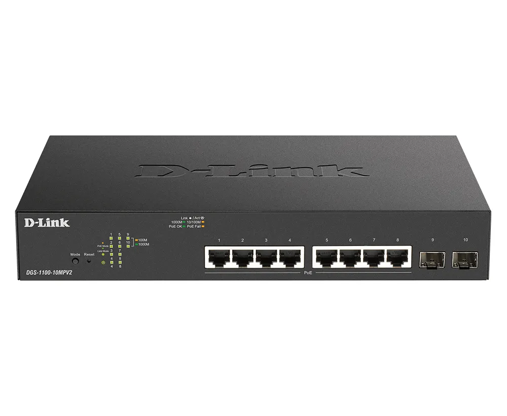 D-Link DGS-1100-10MPV2 Managed L2 Gigabit Ethernet (10/100/1000) Power over Ethernet (PoE) 1U Schwarz D-Link DGS-1100-10MPV2 Managed L2 Gigabit Ethernet (10/100/1000) Power over Ethernet (PoE) 1U Schwarz