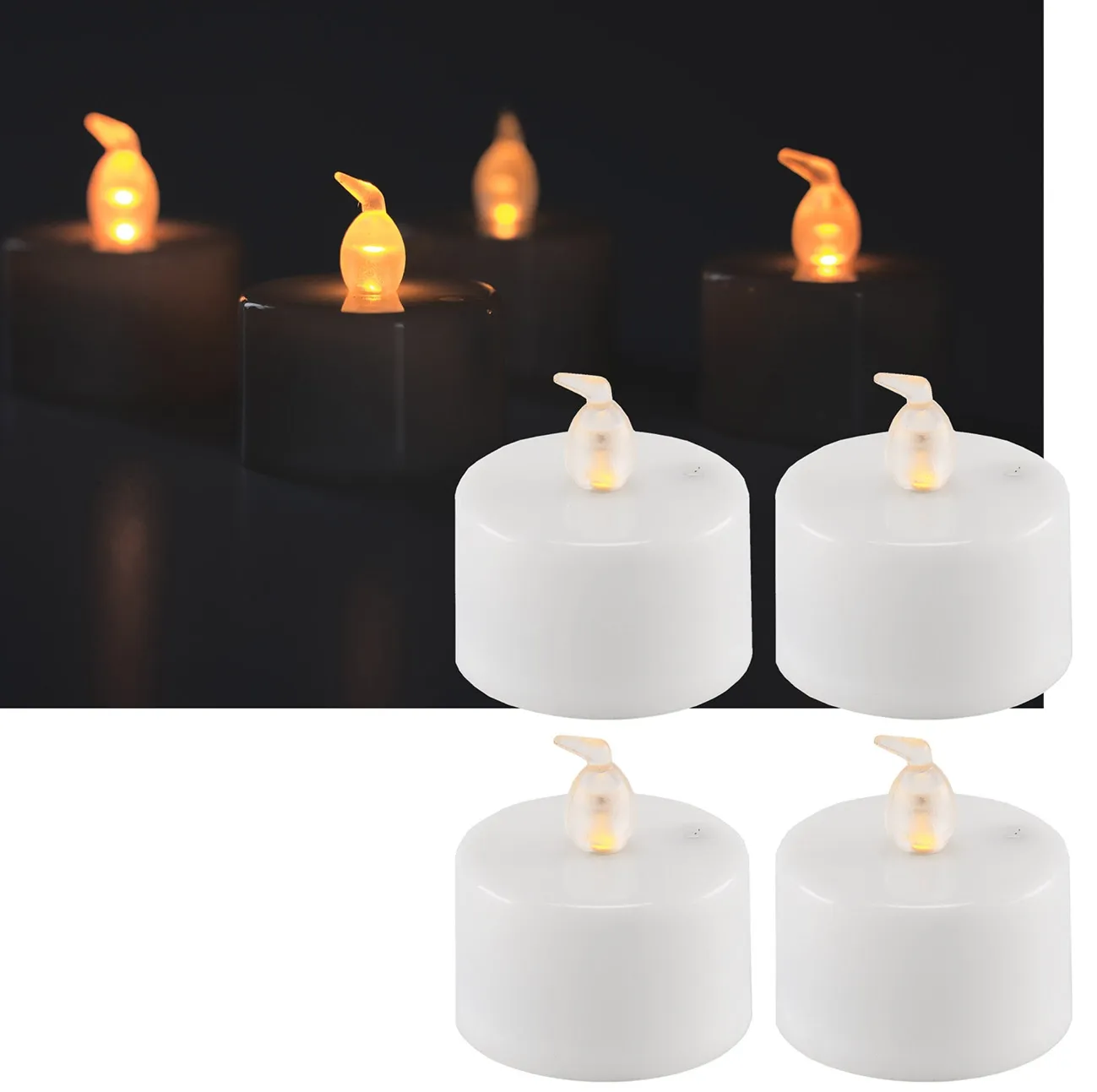 LED Teelichter, 4er Set, Luftzugsensor zum An- und Ausblasen LED Teelichter, 4er Set, Luftzugsensor zum An- und Ausblasen
