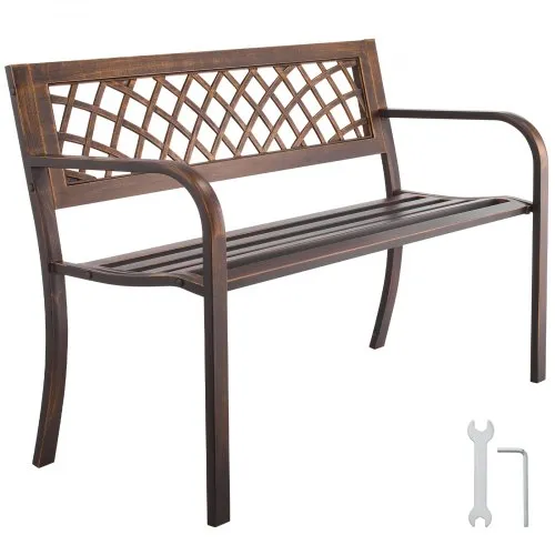 VEVOR Gartenbank Gartenmöbel Bänke 116 cm 250 kg Tragkraft, Terrassenbank mit Metallrahmen aus Karbonstahl, Balkonbank mit PVC-Netzmuster & Armlehnen, Terrassenbank für Garten Park Hof, Schwarz VEVOR Gartenbank Gartenmöbel Bänke 116 cm 250 kg Tragkraft, Terrassenbank mit Metallrahmen aus Karbonstahl, Balkonbank mit PVC-Netzmuster & Armlehnen, Terrassenbank für Garten Park Hof, Schwarz