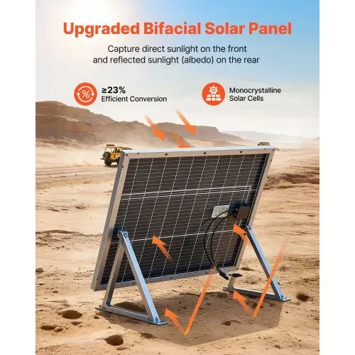VEVOR Bifaziales Solarpanel 100 W 2er-Pack, 23% Hocheffizientes Monokristallines N-Typ-PV-Modul mit MC4-Ausgang & Alu-Rahmen, IP67 wasserdichtes Solarmodul für Auto, Boot, RV, netzunabhängig VEVOR Bifaziales Solarpanel 100 W 2er-Pack, 23% Hocheffizientes Monokristallines N-Typ-PV-Modul mit MC4-Ausgang & Alu-Rahmen, IP67 wasserdichtes Solarmodul für Auto, Boot, RV, netzunabhängig