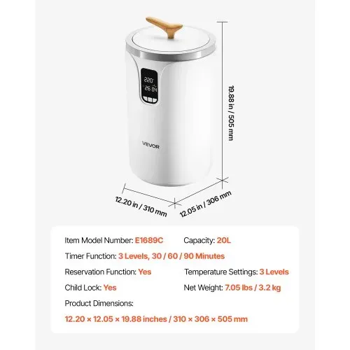 VEVOR Handtuchwärmer Eimer Wärmegerät 20 L mit LED-Anzeige & Einstellung (Timer & Temperatur) & Sicherheitsschloss, Towel Warmer für Badezimmer Waschküche Boden, zum Wärmen von Decken, Pyjamas – Bild 6