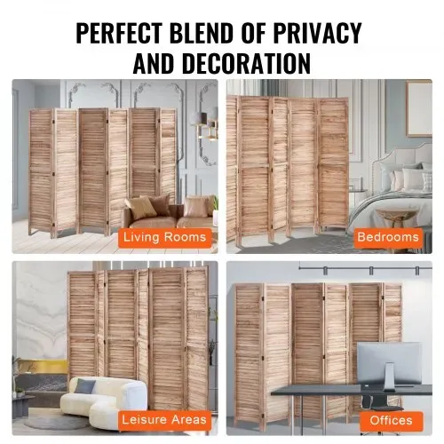 VEVOR Raumteiler Paravent aus Holz 6-teiliger faltbarer Sichtschutz, 242 cm langer Raumteiler, tragbarer Dekorationsschirm zur Raumtrennung mit europäischem Still für Zuhause Restaurant Schlafzimmer – Bild 5