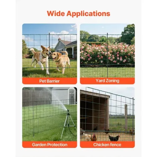 VEVOR Begrenzungszaun 25x1,25 m, Weidezaun aus PE, Mobiler Hundezaun mit Doppelspitzenpfählen & Abspannseilen, Hühnerzaun, Gartenzaun, Campingzaun für Hunde, Hühner, Pflanzen, Außenbereiche – Bild 5