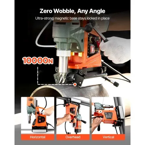 VEVOR Magnetbohrmaschine 1400 W 50 mm Bohrdurchmesser 0–850 U/min einstellbar, umkehrbare Richtung, Magnetbohrer für Metalloberflächen, elektrische Kernbohrmaschine für Industrie Heimwerker – Bild 4