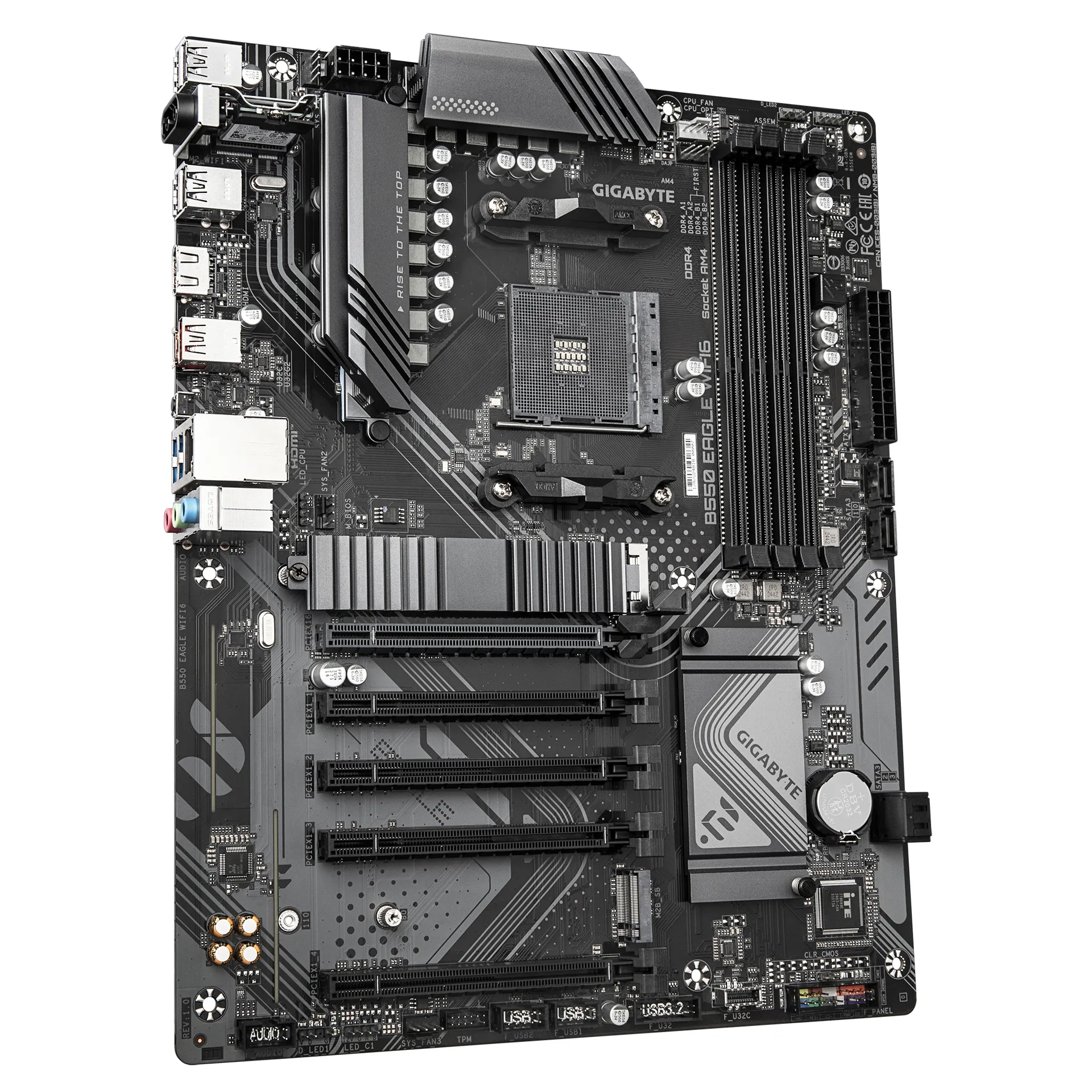 GIGABYTE B550 EAGLE WIFI6 Mainboard – AMD Ryzen 5000 G-Serie CPUs, 10+3+1 Phasen VRM, bis zu 3200 MHz DDR4, 1xPCIe 4.0 + 1xPCIe 3.0 M.2, 1GbE LAN, WIFI 6, USB 3.2 Gen 2 – Bild 3