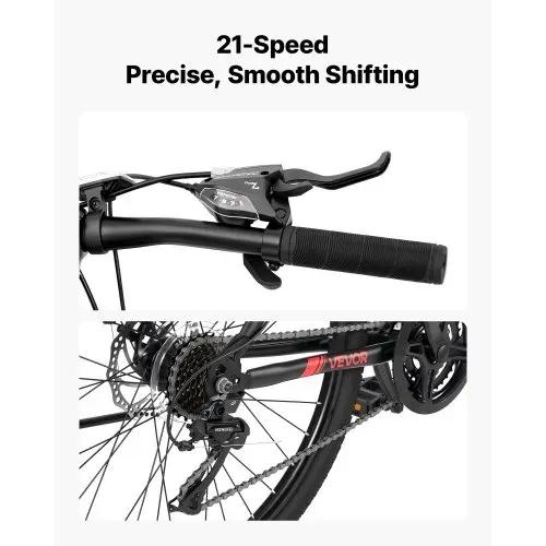 VEVOR Mountainbike für Damen Herren 26 Zoll Fahrrad 21-Gang Schwarz Rot Ideal für Erwachsene, Kohlenstoffstahlrahmen, mit Federgabel, 120 kg Tragkraft, Klingel, Reflektoren & Verstellbarem Sattel VEVOR Mountainbike für Damen Herren 26 Zoll Fahrrad 21-Gang Schwarz Rot Ideal für Erwachsene, Kohlenstoffstahlrahmen, mit Federgabel, 120 kg Tragkraft, Klingel, Reflektoren & Verstellbarem Sattel
