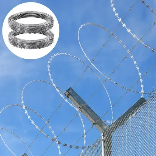 VEVOR Natodraht 30 m (2 Rollen x 15 m) Stacheldraht Spirale Sperrdraht Stacheldrahtzaun (0,51 mm) scharfe Klingen und (ca. 4 mm) dicke Kerndrähte Maschendraht für außergewöhnlichen Spiralschutz – Bild 7
