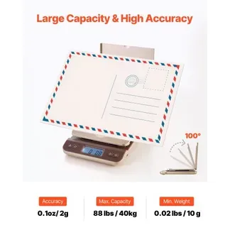 VEVOR Digitale Paketwaage, 2g Genauigkeit, 40kg Postwaage mit Hold-/Tara-/Auto-Off-Funktion, Flip-Halter-Design & einfacher Kalibrierung, Briefwaage Plattformwaage, Batterie im Lieferumfang enthalten VEVOR Digitale Paketwaage, 2g Genauigkeit, 40kg Postwaage mit Hold-/Tara-/Auto-Off-Funktion, Flip-Halter-Design & einfacher Kalibrierung, Briefwaage Plattformwaage, Batterie im Lieferumfang enthalten
