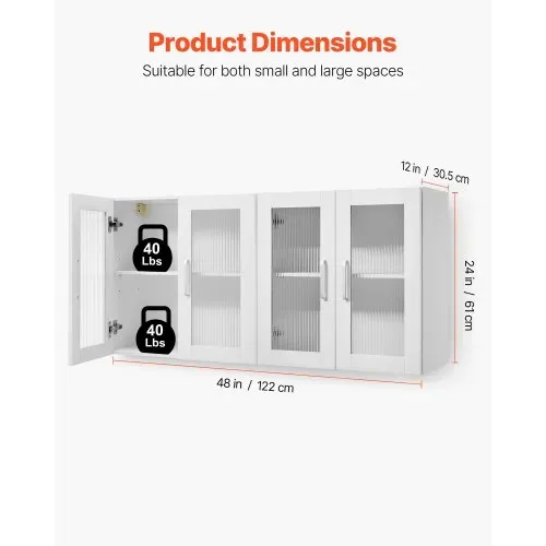 VEVOR Wandschrank für Waschküche, 2-stöckiger Wandhängeschrank mit verstellbarer Ablage, Küchenschrank mit 4 Türen, für Küche Bad Wäscherei, 122×30,x61 cm, 72,6 kg belastbarer Oberschrank VEVOR Wandschrank für Waschküche, 2-stöckiger Wandhängeschrank mit verstellbarer Ablage, Küchenschrank mit 4 Türen, für Küche Bad Wäscherei, 122×30,x61 cm, 72,6 kg belastbarer Oberschrank