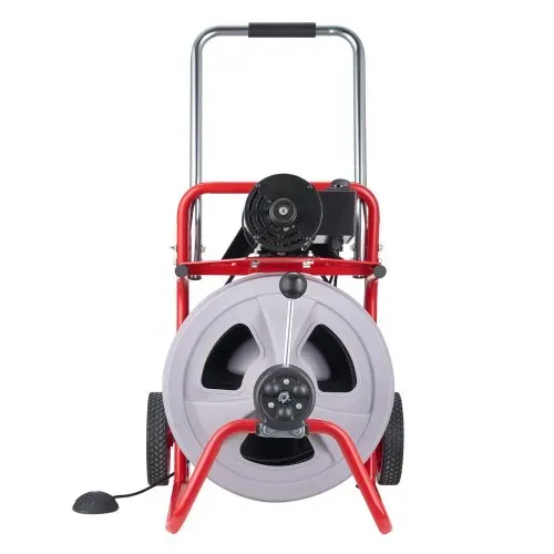 VEVOR Rohrreinigungsmaschine mit Automatischem Vorschub, 22m x 13mm Rohrreinigungsspirale mit 7,5 Zoll Rollen, Elektr. Abflussreiniger für 5-15cm Rohre, Rohrreinigungsgerät für Abflüsse Waschbecken – Bild 9