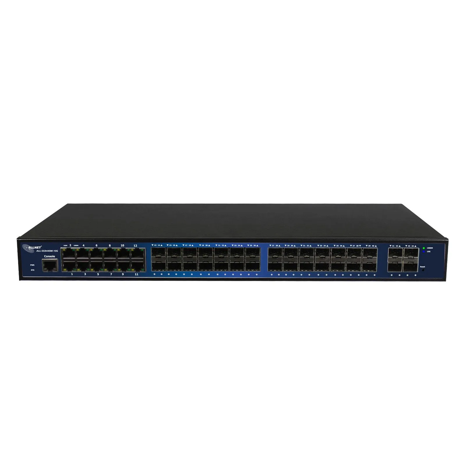 ALLNET Switch Full Managed Layer 2+ 44 Port Gigabit • 12x GbE • 28x GbE SFP • 4x SFP+ • JSON API • Core Switch • ALL-SG9440MJ-10G – Bild 2