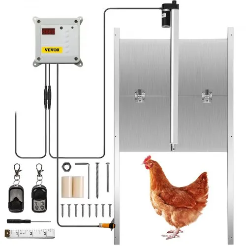 VEVOR Automatische Hühnerklappe Aluminiumlegierung/ABS Hühnertür mit Schieber 66W Hühner-Pförtner 30x30cm Tür Stallöffner mit Lichtsensor Zeitsteuerung Ideal für Außen-/Innenbereich von Hühnerställen VEVOR Automatische Hühnerklappe Aluminiumlegierung/ABS Hühnertür mit Schieber 66W Hühner-Pförtner 30x30cm Tür Stallöffner mit Lichtsensor Zeitsteuerung Ideal für Außen-/Innenbereich von Hühnerställen
