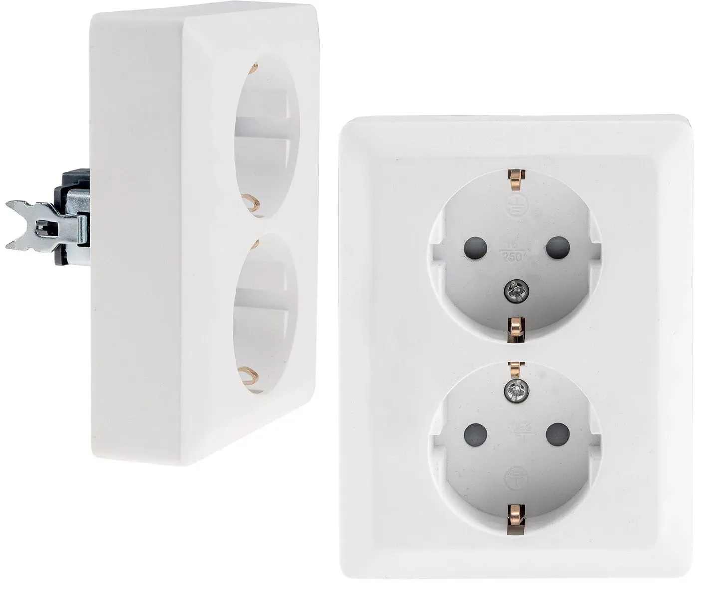 MILOS Schutzkontakt-Steckdose 2-fach 250V~/ 16A, 1x UP, weiß matt MILOS Schutzkontakt-Steckdose 2-fach 250V~/ 16A, 1x UP, weiß matt