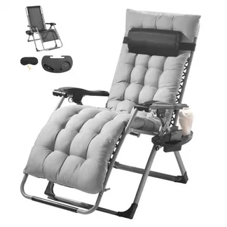 VEVOR Schwerelosigkeitsstuhl, 26 Zoll Schwerelosigkeits-Liegestuhl für drinnen und draußen, verstellbarer Anti-Schwerkraftstuhl mit Kissen, Kopfstütze, Fußstütze und Getränkehalter, 500 lbs, grau VEVOR Schwerelosigkeitsstuhl, 26 Zoll Schwerelosigkeits-Liegestuhl für drinnen und draußen, verstellbarer Anti-Schwerkraftstuhl mit Kissen, Kopfstütze, Fußstütze und Getränkehalter, 500 lbs, grau