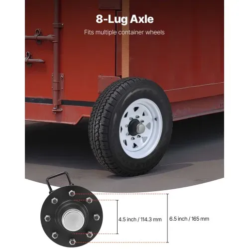 VEVOR Versandcontainer-Räder, 8-Loch-Rad-Set, robuste Versandcontainer-Achse mit Ratschen-Zurrgurt, bewegt sich 6 m bis 12 m, sicherer Transport für Dock, Lager, Baustelle, Schwarz – Bild 3