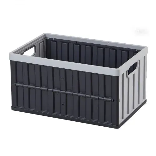 VEVOR Klappboxen 65 L 3er-Pack, Faltbare Aufbewahrungsboxen aus Kunststoff, Stapelbare Klappkörbe mit Deckel, Tragkraft 38 kg pro Box, Klappkisten, Ideal für Haushaltsorganisation, Grau & Schwarz – Bild 8