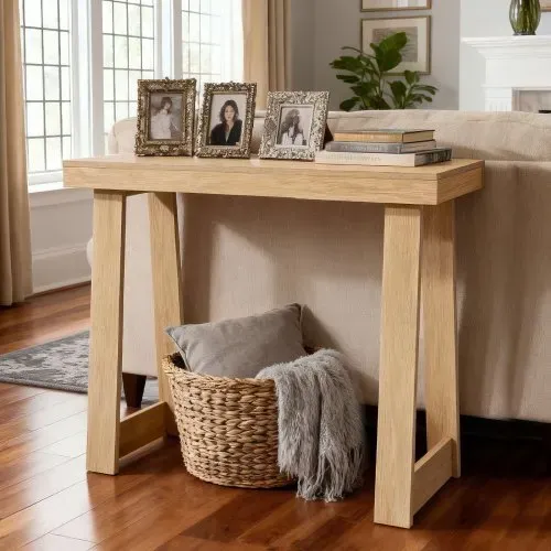 VEVOR Konsolentisch Eingangtisch hinter dem Sofa (91,5 x 30,5 x 81 cm / L x B x H), rechteckiger Beistelltisch aus Mehrschichtplatte für Flur Schlafzimmer Wohnzimmer Foyer, Flurtisch Naturholz modern – Bild 7
