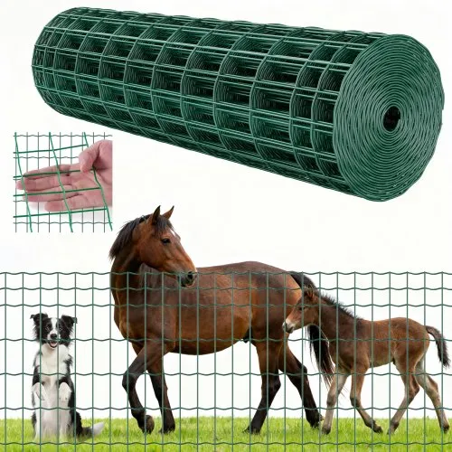 VEVOR Gartenzaun, 1×25 m, Maschenweite 5,08×10,16 cm, φ2,1 mm, verzinkter Stahldraht, Viehzaun geeignet für Rinder, Schweine & Schafe, vinylbeschichteter Weidezaun für Tiergehege, Käfige, grün VEVOR Gartenzaun, 1×25 m, Maschenweite 5,08×10,16 cm, φ2,1 mm, verzinkter Stahldraht, Viehzaun geeignet für Rinder, Schweine & Schafe, vinylbeschichteter Weidezaun für Tiergehege, Käfige, grün
