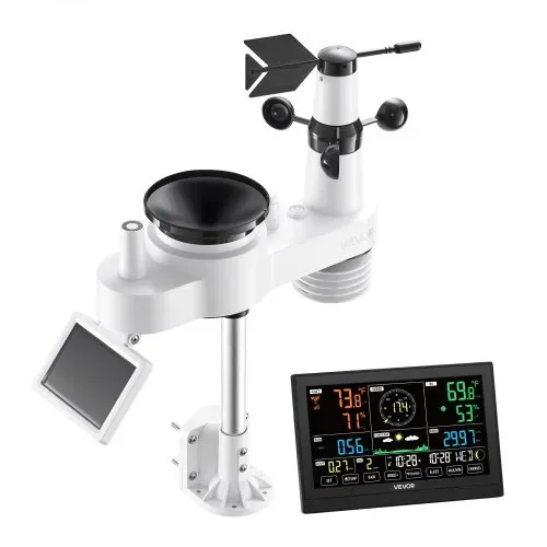 VEVOR 7-in-1-Wetterstation Funk, 7,5-Zoll-Display, solarbetriebener Außensensor, Regenmesser, für Wettervorhersage, Temperatur, Luftfeuchtigkeitsmesser, Windgeschwindigkeit & -richtung (kein WLAN) – Bild 9